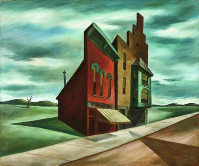 painting by Harold Noecker titled Angular Landscape (Division Street)